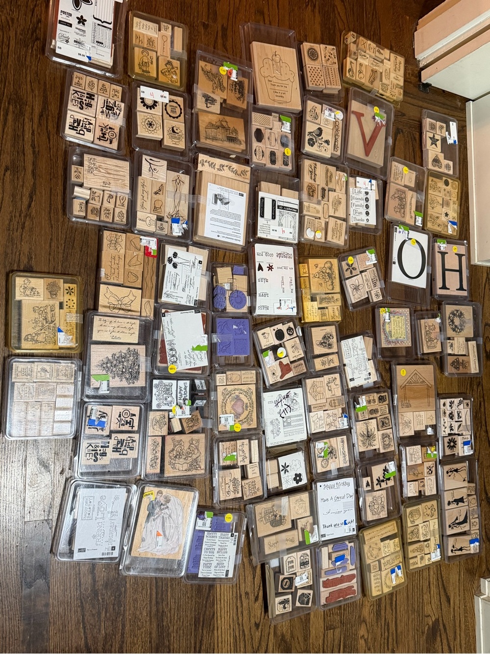 Bulk Craft Rubber Stamp Lot - Natural Wood & Black Ink Faces